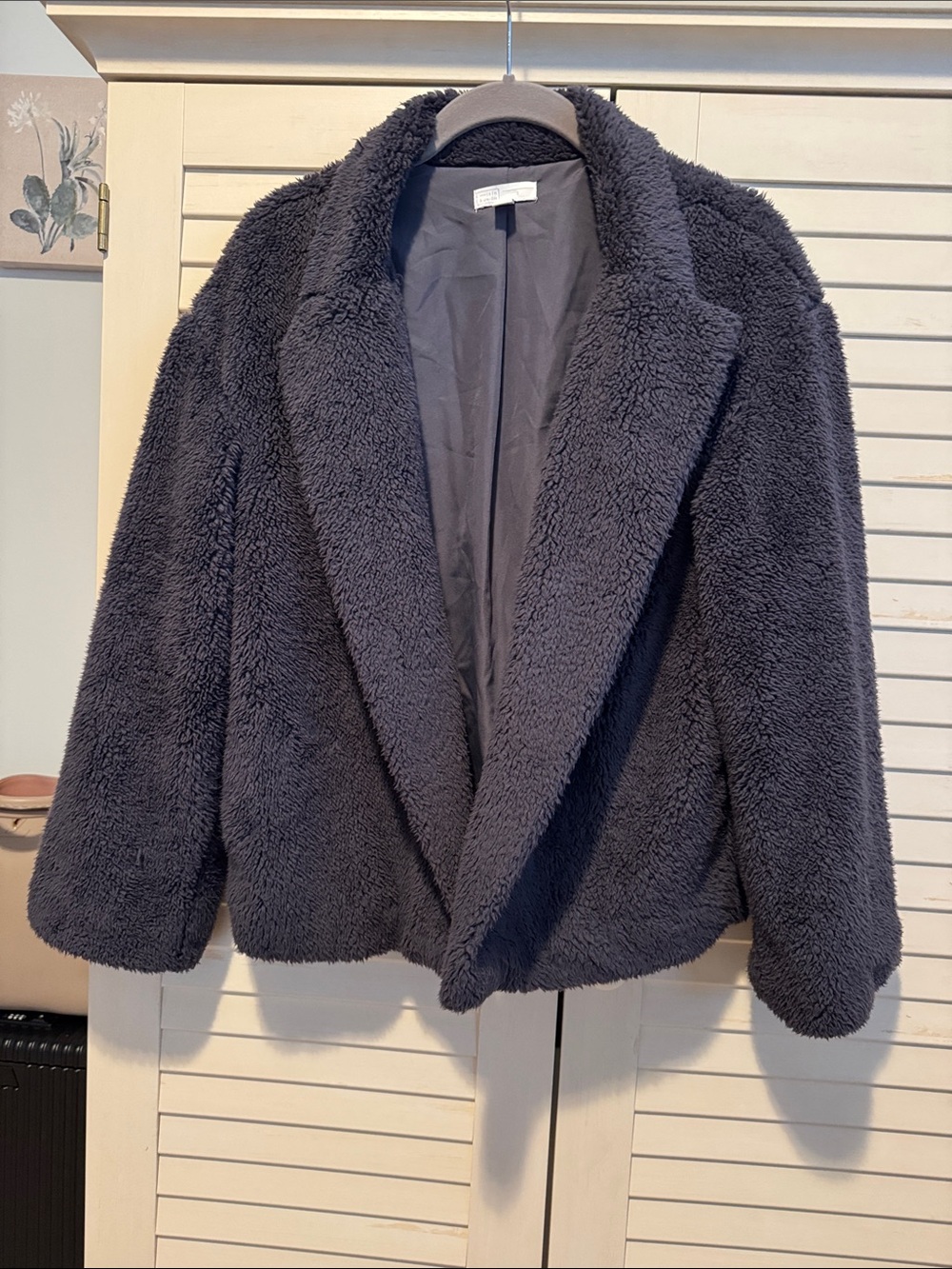 14th & Union Women's Sherpa blazer jacket - Charcoal Gray